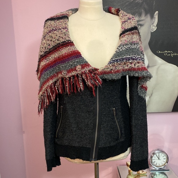 Curio New York Knit Wool Blend Moto Jacket/Coat - Picture 4 of 12